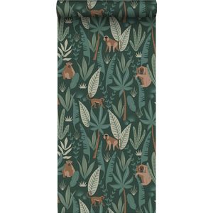 ESTAhome behang jungle apen donkergroen - 53 cm x 10.05 m - 139234