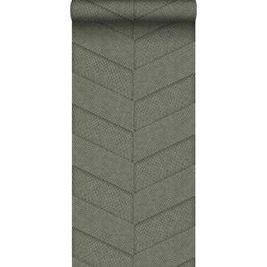 Origin Wallcoverings behang tegelmotief met slangenprint vergrijsd olijfgroen - 347792 - 0,53 x 10,05 m