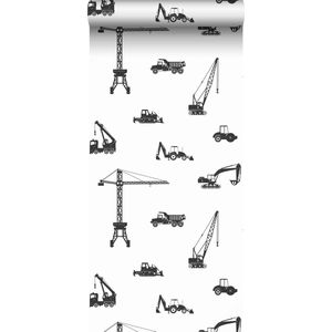 ESTAhome behang voertuigen zwart wit - 53 cm x 10.05 m - 139263