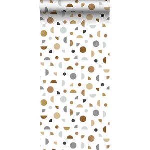 ESTAhome behang grafisch motief wit, grijs en beige - 53 cm x 10.05 m - 139278
