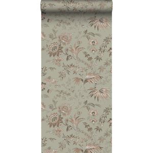 ESTAhome behang vintage bloemen vergrijsd mintgroen en zacht roze - 139297 - 53 cm x 10,05 m