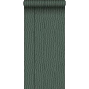 ESTAhome behang visgraat-motief groen en zwart - 53 cm x 10.05 m - 139307