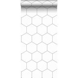 ESTAhome behang hexagon zwart wit - 139311 - 0,53 x 10,05 m