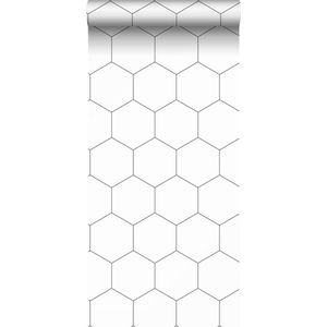 ESTAhome behang hexagon zwart wit - 139311 - 0,53 x 10,05 m