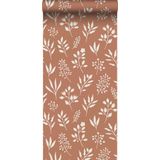 ESTAhome behang bloemmotief in Scandinavische stijl terracotta en wit