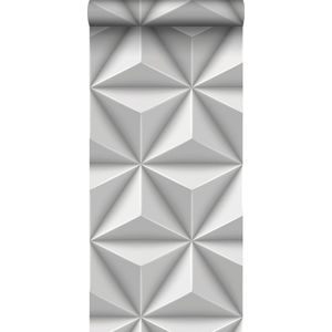 Origin Wallcoverings eco-texture vliesbehang grafisch 3D motief lichtgrijs - 347815 - 0,53 x 10,05 m