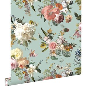 ESTAhome behang vintage bloemen vergrijsd groen - 139366 - 0,53 x 10,05 m