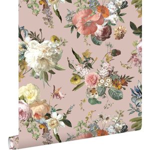 ESTAhome behang vintage bloemen oudroze - 139367 - 0,53 x 10,05 m