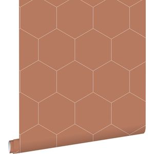 ESTAhome behang hexagon terracotta - 53 cm x 10.05 m - 139376