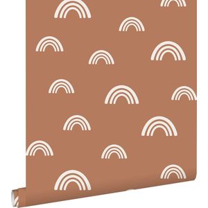 ESTAhome behang regenboogjes terracotta en wit - 53 cm x 10.05 m - 139383