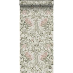 ESTAhome Behang Vintage Bloemen In Art Nouveau Stijl Zand Beige en Oudroze - 139418