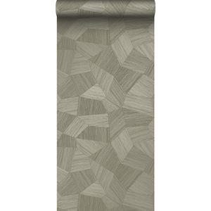 Origin Wallcoverings eco-texture vliesbehang grafisch 3D motief kaki grijs - 347821 - 0.53 x 10.05 m