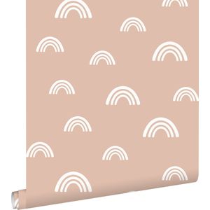 ESTAhome behang regenboogjes terracotta roze - 139436 - 0.53 x 10.05 m