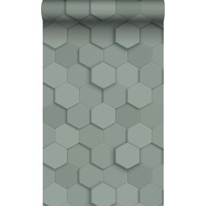 Origin Wallcoverings eco-texture vliesbehang 3d hexagon motief vergrij