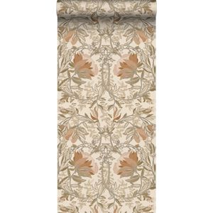 ESTAhome behang vintage bloemen in art nouveau stijl lichtbeige en oud