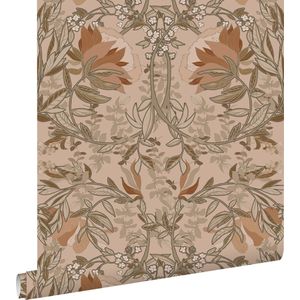 ESTAhome behang vintage bloemen in art nouveau stijl beige en terracotta - 0.53 x 10.05 m - 139460