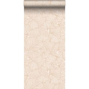 ESTAhome behang ginkgo bladeren zand beige en licht terracotta - 0.53