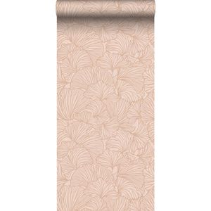 ESTAhome behang ginkgo bladeren terracotta roze - 139489 - 0.53 x 10.05 m