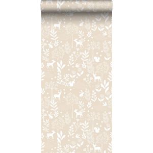 ESTAhome behang bos met bosdieren beige - 139522 - 53 cm x 10,05 m