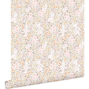 ESTAhome behang bloemetjes zacht roze en beige - 53 cm x 10.05 m - 139533
