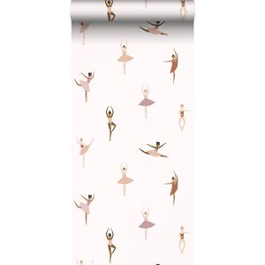 ESTAhome behang ballerina's terracotta en lila roze - 53 cm x 10,05 m