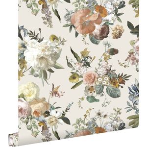 ESTAhome behang vintage bloemen beige - 53 cm x 10,05 m - 139544