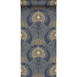 ESTAhome behang vintage bloemen in art nouveau stijl vergrijsd blauw -