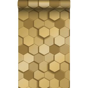 Origin Wallcoverings eco-texture vliesbehang 3d hexagon motief goud - 0.53 x 10.05 m - 347971