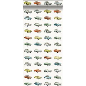 Walls4You behang getekende vintage auto's multicolor op wit - 935288 - 53 cm x 10,05 m