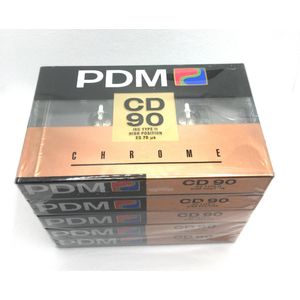 Audio Cassette Tape PDM CD 90 Chrome 5 Pack / Uiterst geschikt voor alle opnamedoeleinden / Sealed Blanco Cassettebandje / Cassettedeck / Walkman / PDM cassettebandje.