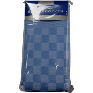 Slimline Theedoeken design Blok lichtblauw 65 x 65 cm - Pak 6 stuks