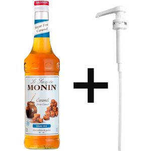 Monin Caramel Suikervrij 70cl Koffiesiroop Met Doseer Pompje