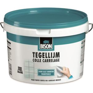 Bison Tegellijm Emmer 4 kg, voor alle soorten wandtegels, vochtbestendig, makkelijk verwerkbaar, oplosmiddelvrij