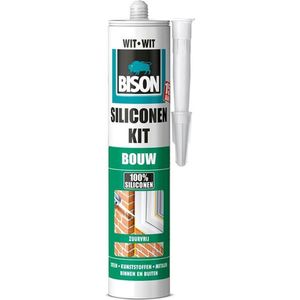 Bison Siliconenkit Bouw wit koker 300 ml, blijvend elastisch, waterbestendig, alle bouwafdichtingen