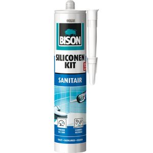 Bison Siliconenkit grijs koker 300 ml - waterbestendige kit, sanitaire afdichting, ongevoelig voor schimmel, kleurvast, blijvend elastisch, makkelijk verwerkbaar