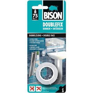 Bison - Doublefix - Tape - Wit - 1.5M x 19mm - Vochtbestendig