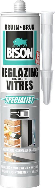 Bison - Beglazingskit - Bruin - 290 ml - Afdichtingskit voor Beglazing