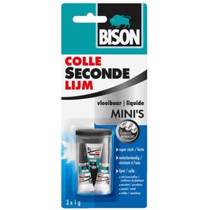 Bison secondelijm Vloeibaar, 3 x tube van 1 g, op blister