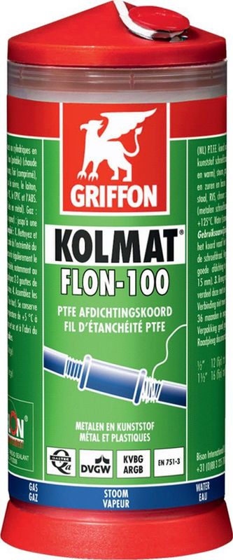 Griffon - Ptfe-Afdichtingskoord - P.T.F.E. Koord - Wit - 100% P.T.F.E.