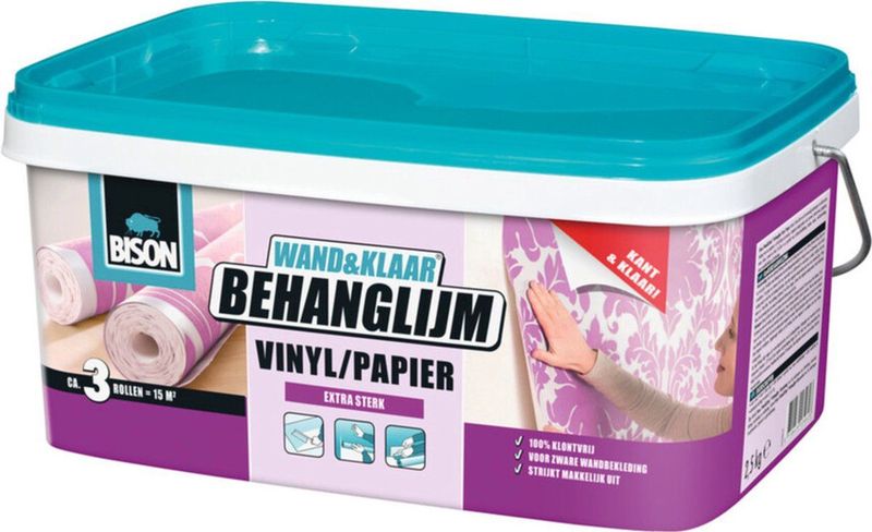 Bison - Wand&Klaar® Behanglijm - Vinyl/Papier - Emmer 2,5 kg