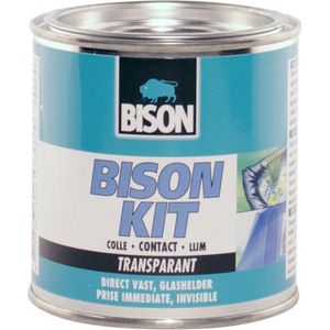 Bison Kit® transparant blik 250 ml, glashelder, sterke, universele contactlijm, vochtbestendig, vorstbestendig, -40°C tot +70°C, eenvoudig in gebruik, voor ontelbare reparaties