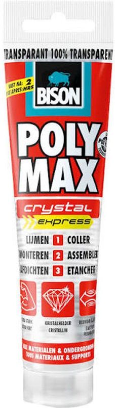 Bison - Poly Max Crystal Express - Montage- en Afdichtlijm - Transparant - 115 Gram