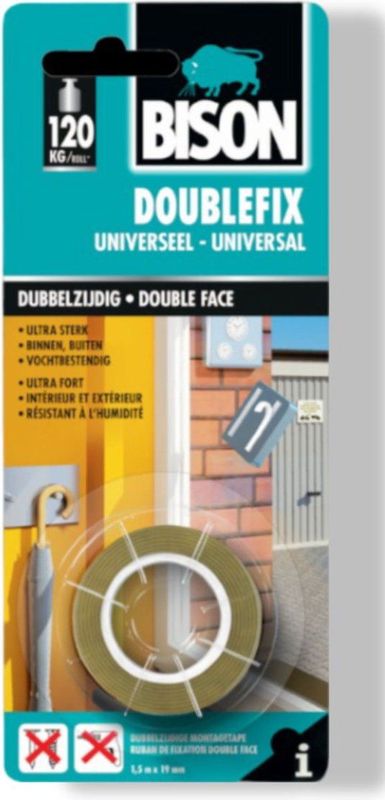 Bison Tape Doublefix Universeel 1,5 meter