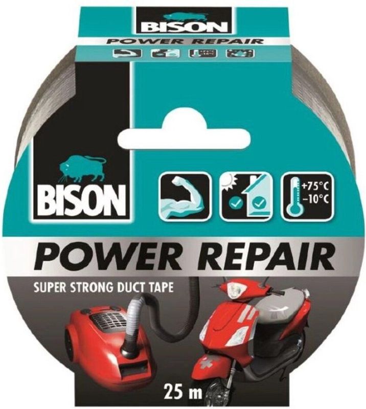 Bison Tape Power Repair Grijs 25 meter