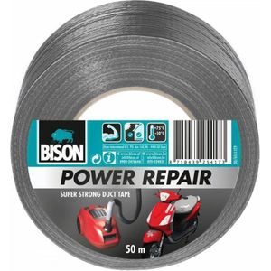 Bison Power Repair Tape Grijs 50meter X 4,8cm grijs Kunststof Bison Tape (50000.0000cm x 5.0000cm)