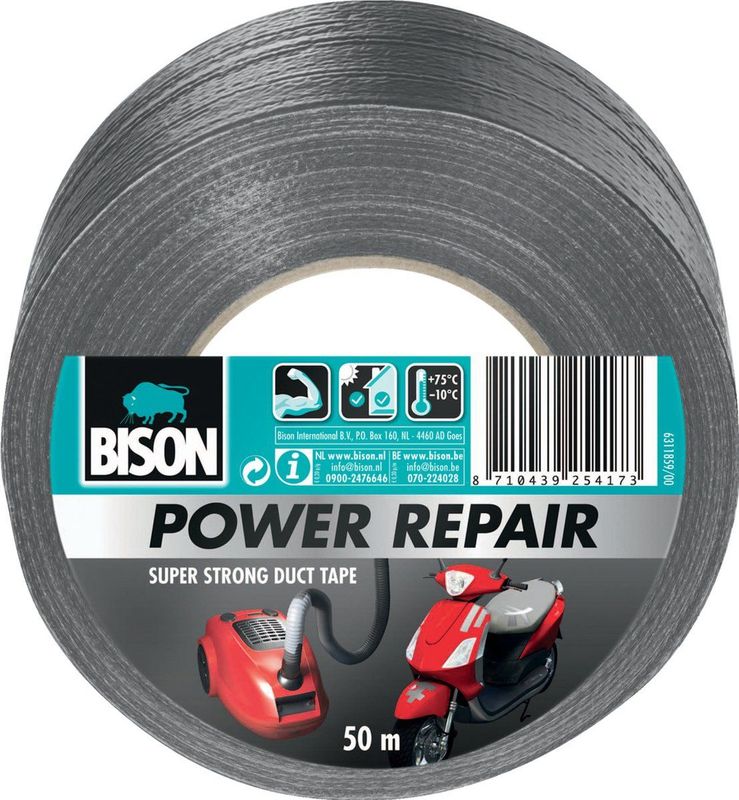 Bison - Power Repair Tape - Grijs - Sterk en UV-bestendig