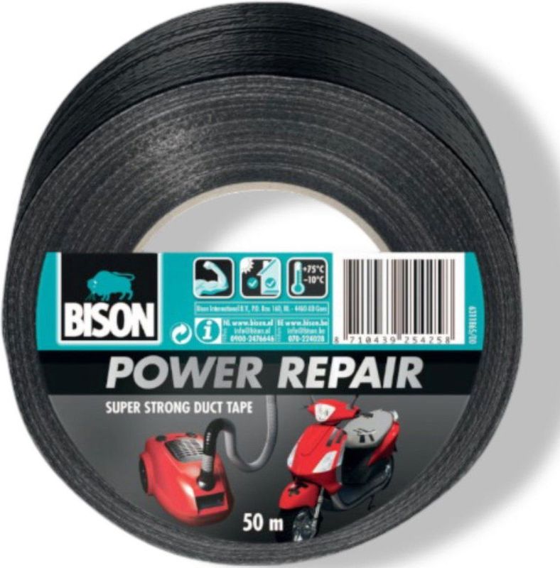 Bison Power Repair Tape Zwart - 50 Meter