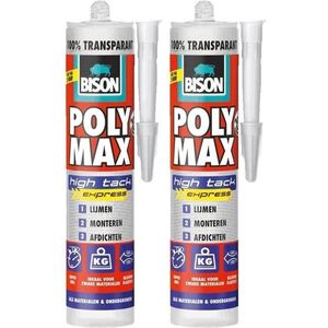 Bison poly max high tack express transparant duoverpakking