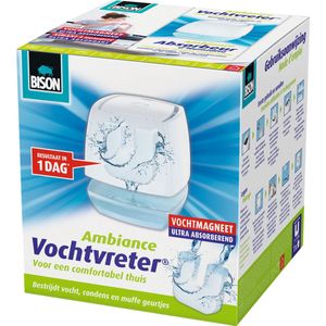 Bison Vochtvreter® Ambiance, luchtontvochtiger, bestrijdt vocht en schimmel in woonruimtes, uniek luchtcirculatiesysteem, 450 g, wit, ook geschikt voor caravans en campers