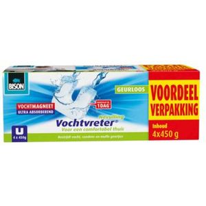 Bison Vochtvreter Magneet - Voordeelverpakking 4x 450g - Parfumvrij